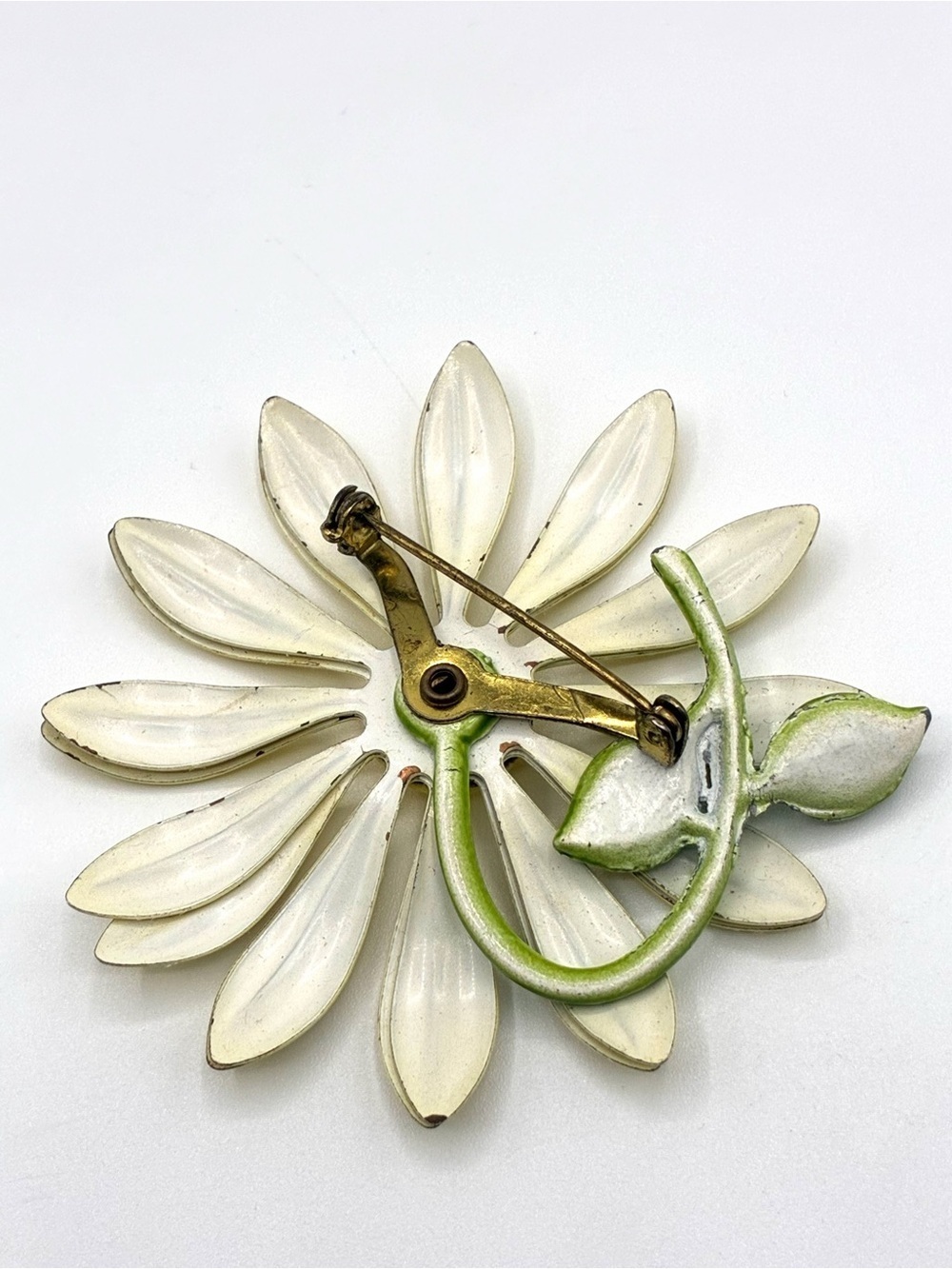 Vintage Yellow Daisy Flower Brooch Enamel Mid Century Floral Pin - Picture 8 of 11